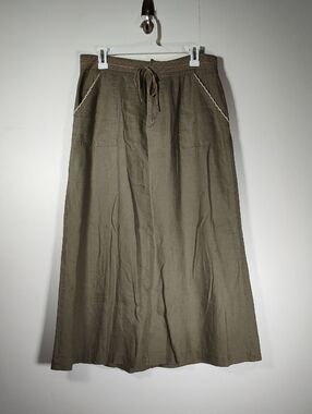 Ecologie 100% linen olive green full length skirt‎ 10